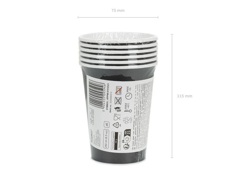 Kubeczki papierowe czarne 250ml 4