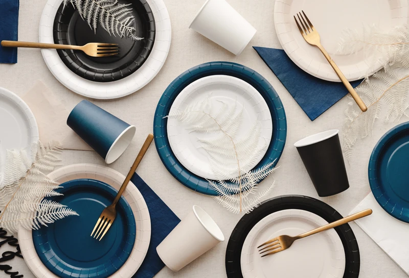 Talerzyki papierowe, granatowy, 18cm (1 op. 6 szt.) 3