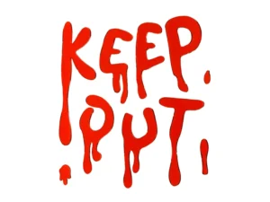 Żelowe naklejki na okno Keep Out czerwone