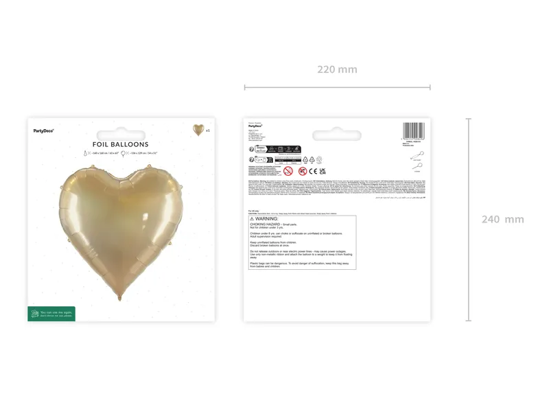 Balon foliowy Serce XXL 136x129cm, złoty