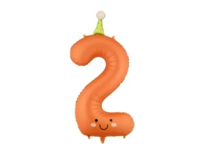 Balon foliowy Cyfra 2 86 cm pomarańczowy