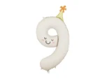Balon foliowy Cyfra 9 86 cm kremowy