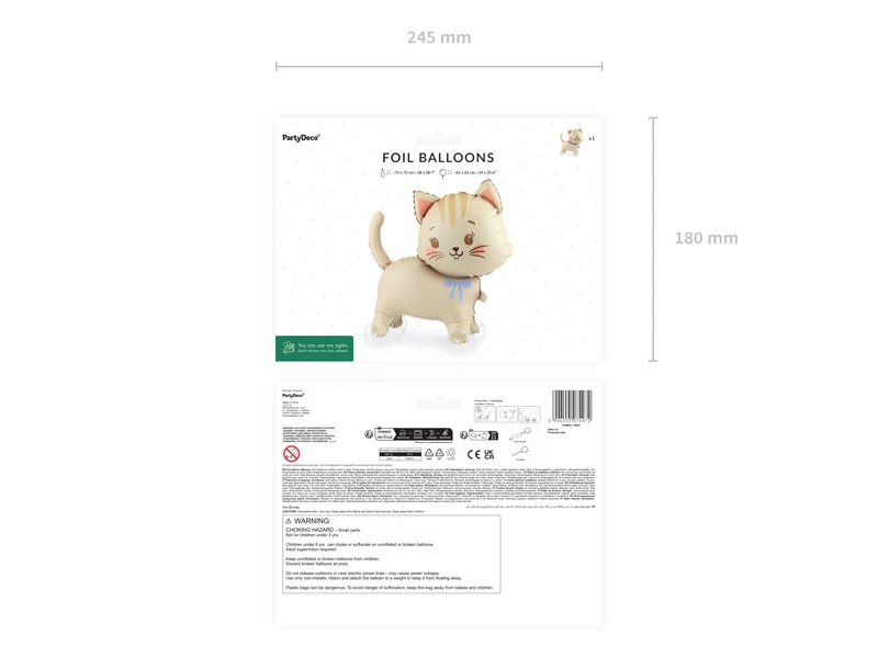 Balon foliowy Kotek na kółkach, 61x65 cm