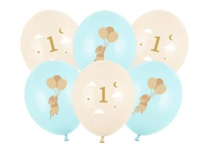 Balony 30 cm Myszki z cyferką 1 niebieskie