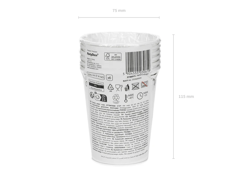 Kubeczki z ornamentem, biały 220ml