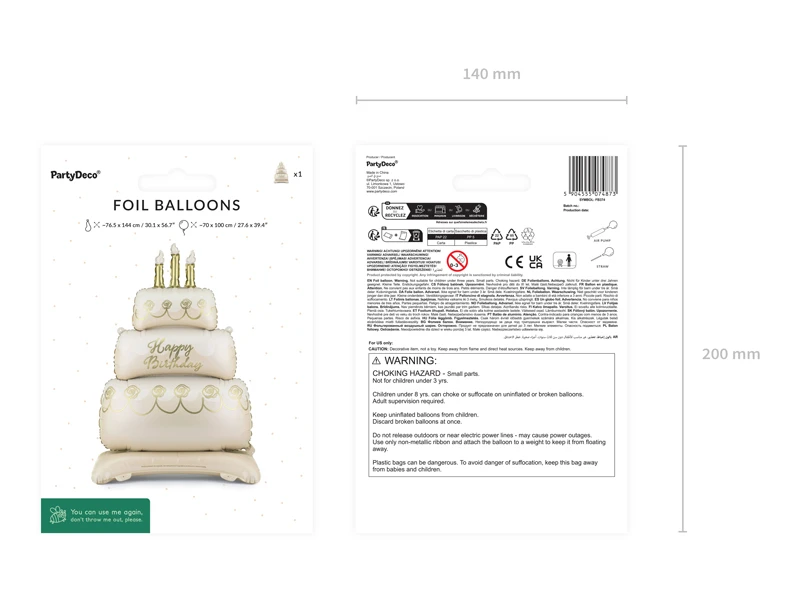 Stojący balon foliowy Tort, 70x100cm