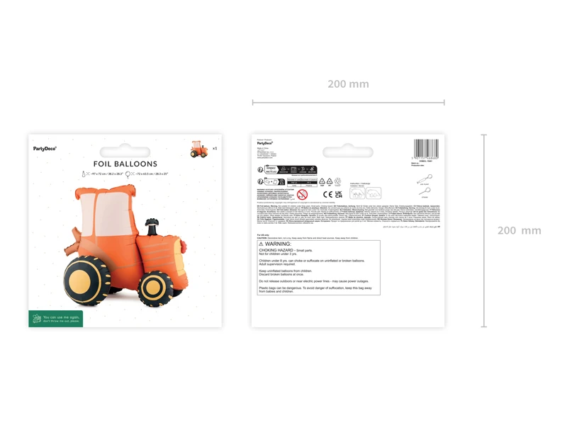 Stojący balon foliowy Traktor, 72x63.5 cm