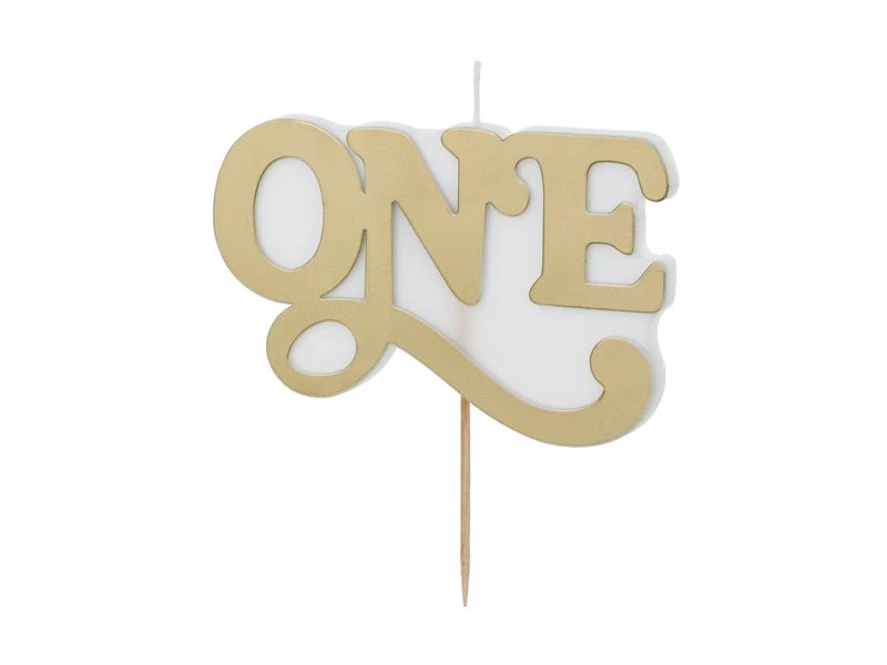 Świeczka urodzinowa ONE 3.8x6.5 cm zimny złoty