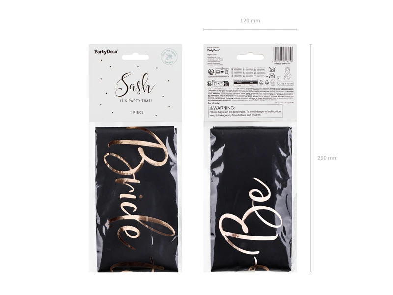 Szarfa Bride to be, czarny 75 cm