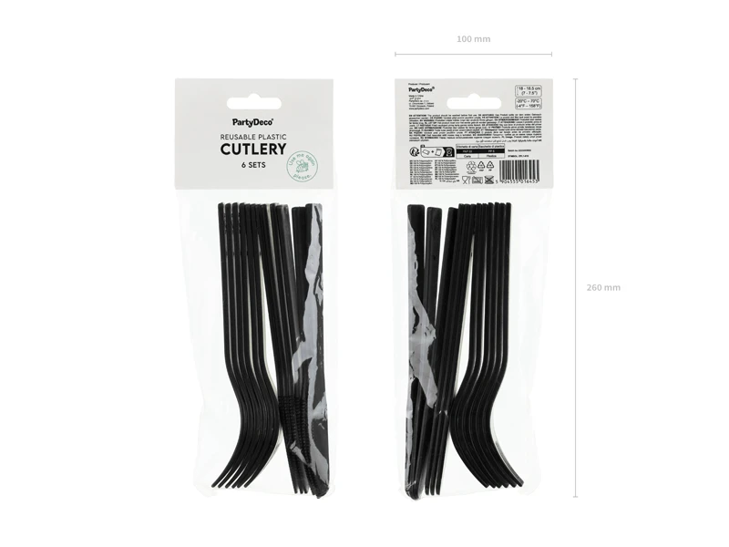 Sztućce plastikowe 18-18.5 cm czarne 6