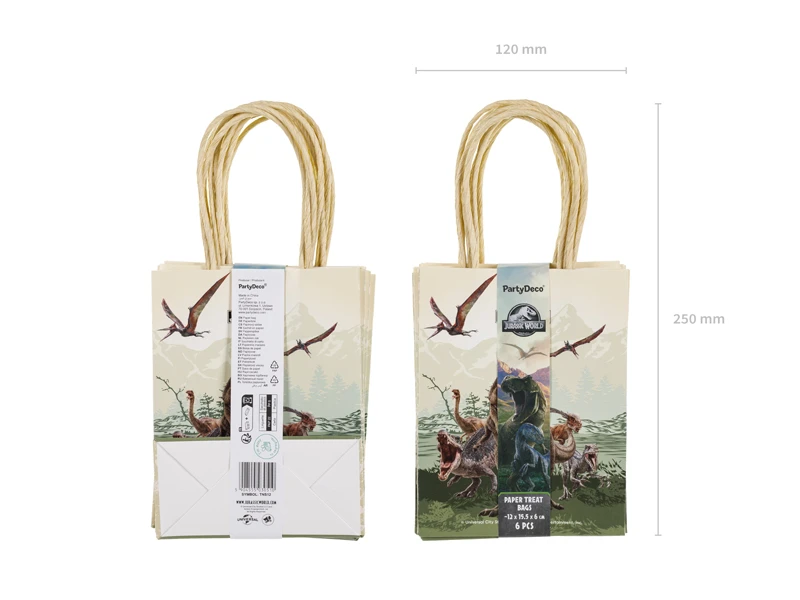 Torebki papierowe na upominki Jurassic World, 12x15.5x6cm