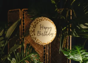 Balon foliowy pastylka Happy Birthday w cętki 35x35cm