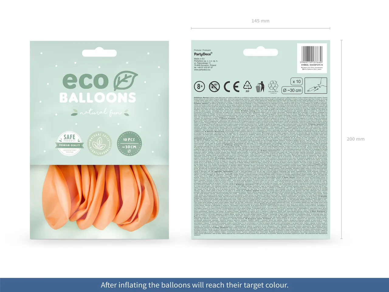 Balony Eco pastel brzoskwinia