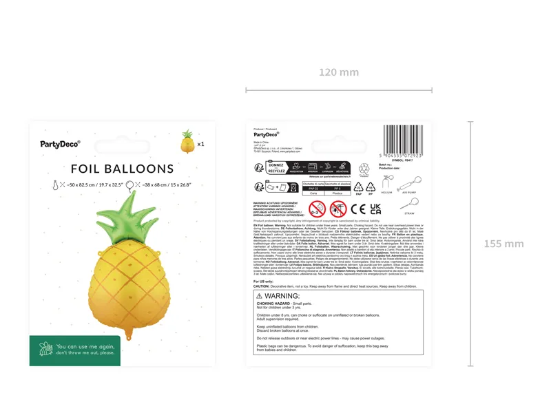 Balon foliowy Ananas 38x68 cm 5
