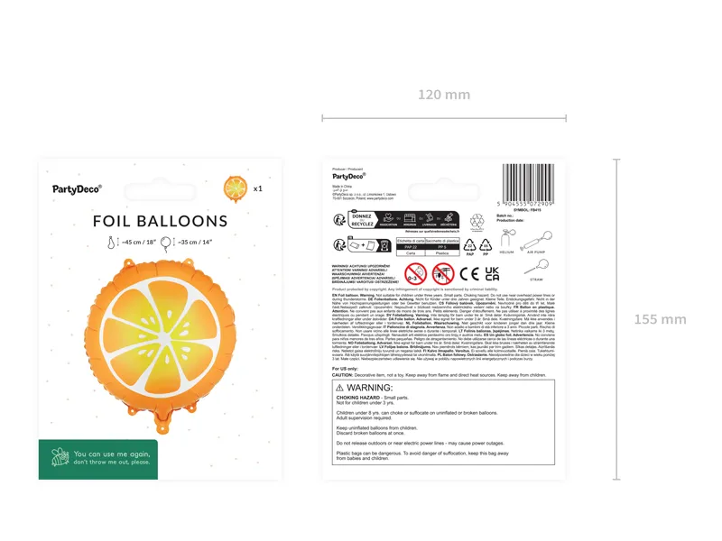Balon foliowy Pomarańcza 35 cm 4