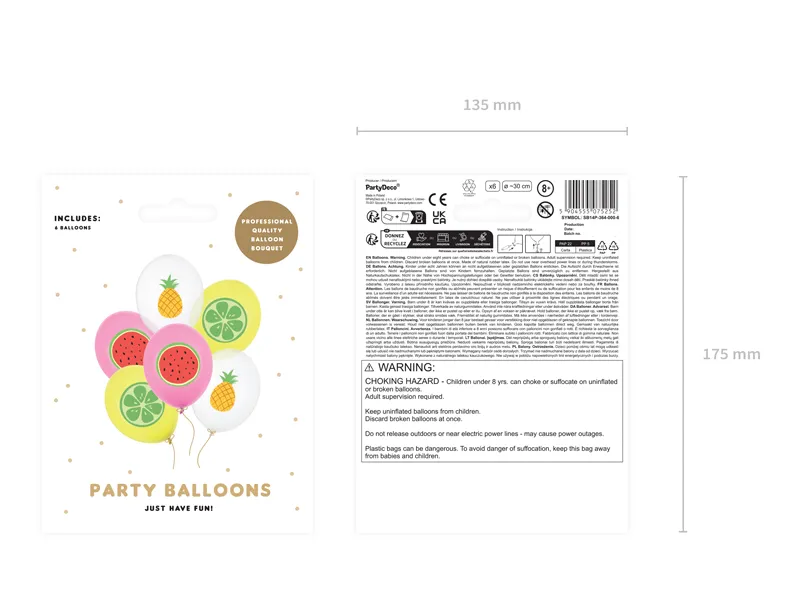 Balony 30 cm Owoce mix 4