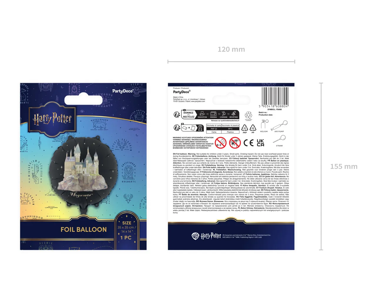 Balon foliowy Harry Potter Zamek Hogwart 35 cm, czarny