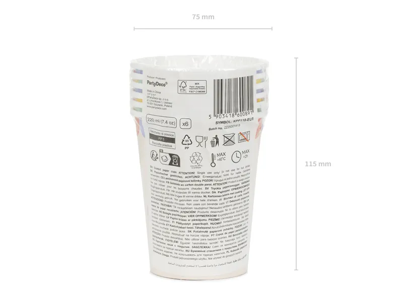 Kubeczki Konfetti, 220 ml, mix (1 op. : 6 szt.)3