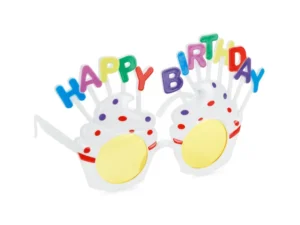 Okulary Babeczka Happy Birthday 18.5x11.5 cm białe