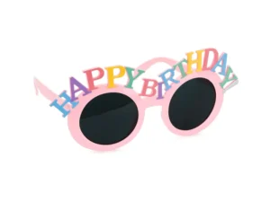 Okulary Happy Birthday 18.5x7.5 cm różowe