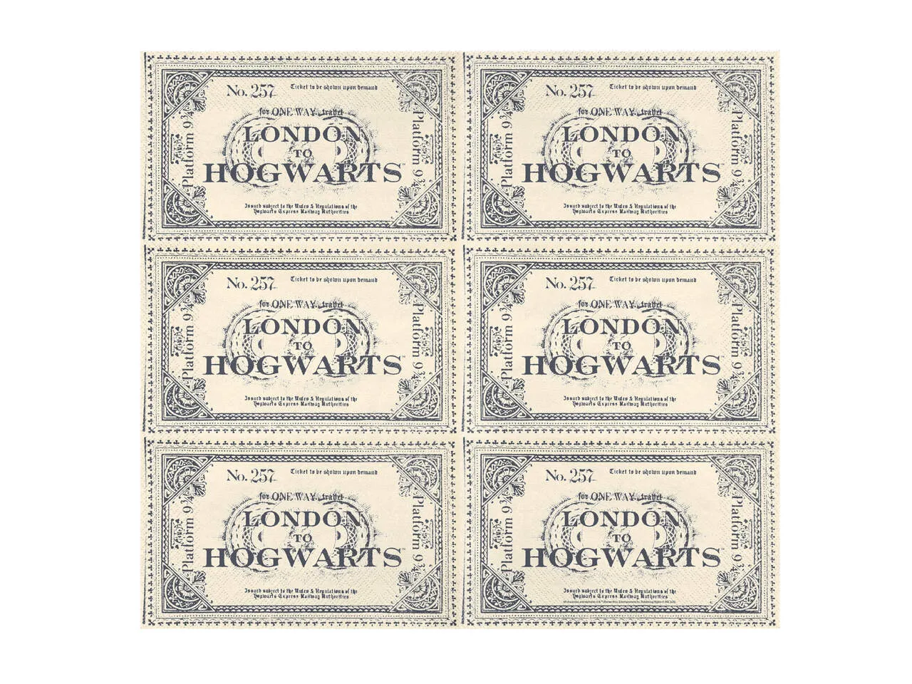Serwetki Harry Potter Bilet London to Hogwarts, 33x40cm