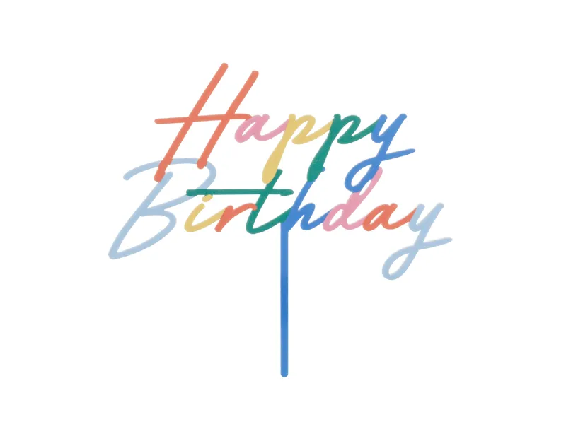 Topper akrylowy na tort Happy Birthday 18x16.5 cm