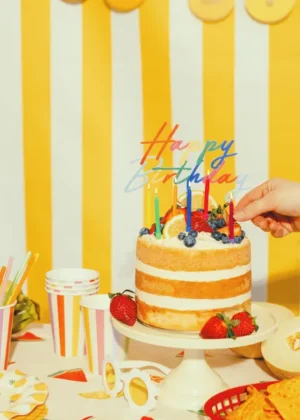 Topper akrylowy na tort Happy Birthday 18x16.5cm