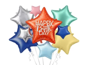 Zestaw balonów foliowych Gwiazdki Happy Birthday