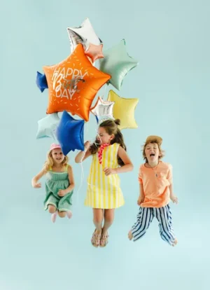 Zestaw balonów foliowych Gwiazdki Happy Birthday mix