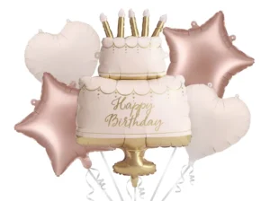 Zestaw balonów foliowych Pastelowy Tort Happy Birthday