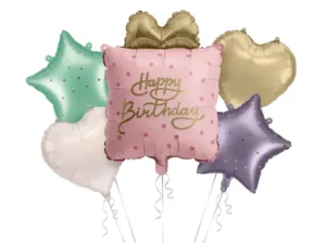 Zestaw balonów foliowych Prezent Happy Birthday
