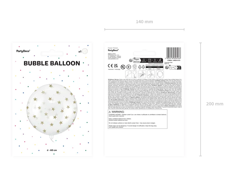 Balon Bubble Gwiazdki 60 cm transparentny 3
