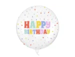 Balon Bubble Happy Birthday 60 cm transparentny
