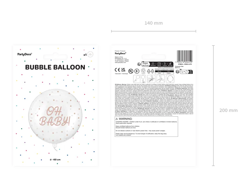 Balon Bubble Oh baby 60 cm transparentny 3