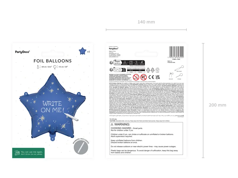 Balon foliowy Gwiazdka z markerem 51 cm granatowy 3