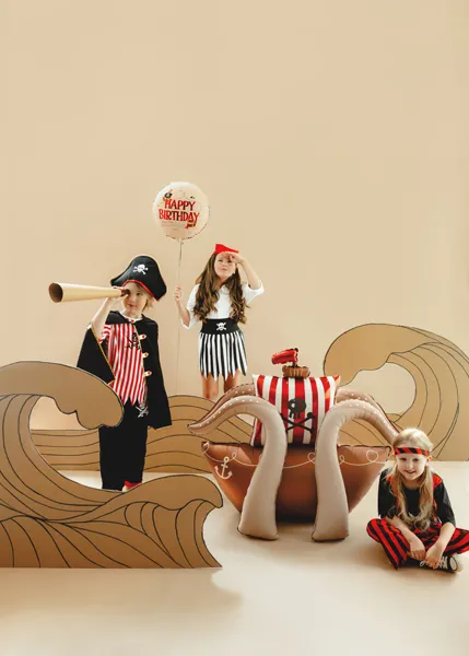 Balon foliowy Happy Birthday Piraci 35 cm beżowy 2