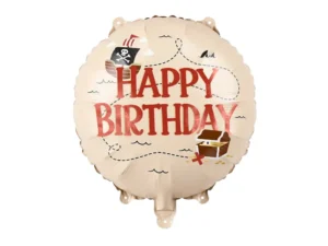 Balon foliowy Happy Birthday Piraci 35 cm beżowy