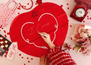 Balon foliowy Serce z markerem 47 x 47 cm czerwony 2