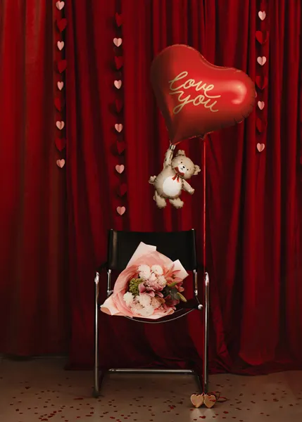 Balon foliowy Serce z misiem 49x73 cm czerwony 3