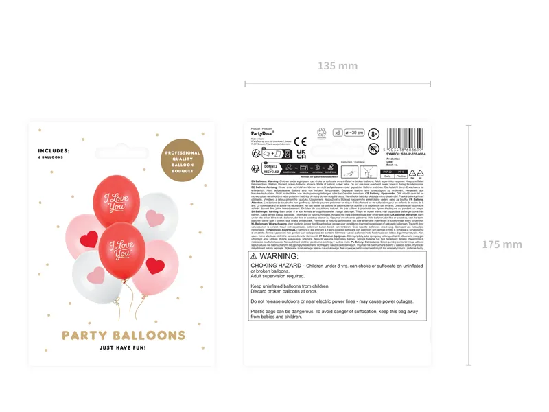 Balony 30 cm I love you mix 3