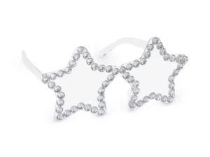 Okulary Gwiazdy z diamencikami 14.5x7 cm srebrne