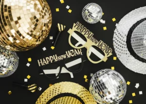 Okulary Happy New Year 17.5x8.5 cm czarno-złote 2