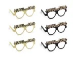 Okulary Happy New Year 17.5x8.5 cm czarno-złote