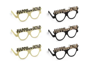 Okulary Happy New Year 17.5x8.5 cm czarno-złote