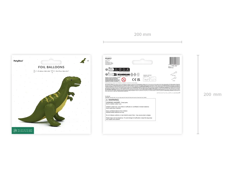 Stojący balon foliowy T-Rex 93x79 cm zielony 4