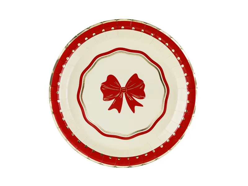Talerzyki Kokarda 18 cm czerwono-beżowy