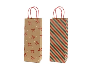 Torebki prezentowe Paski i kokardy 12.5x33.5x9 cm kraft