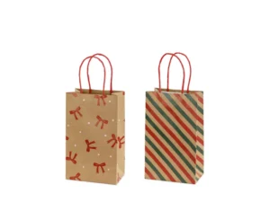 Torebki prezentowe Paski i kokardy 13x21x8 cm kraft