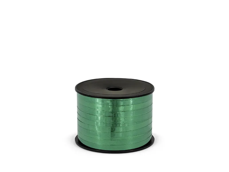 Wstążka plastikowa metalizowana 5mm/90m ciemnozielona