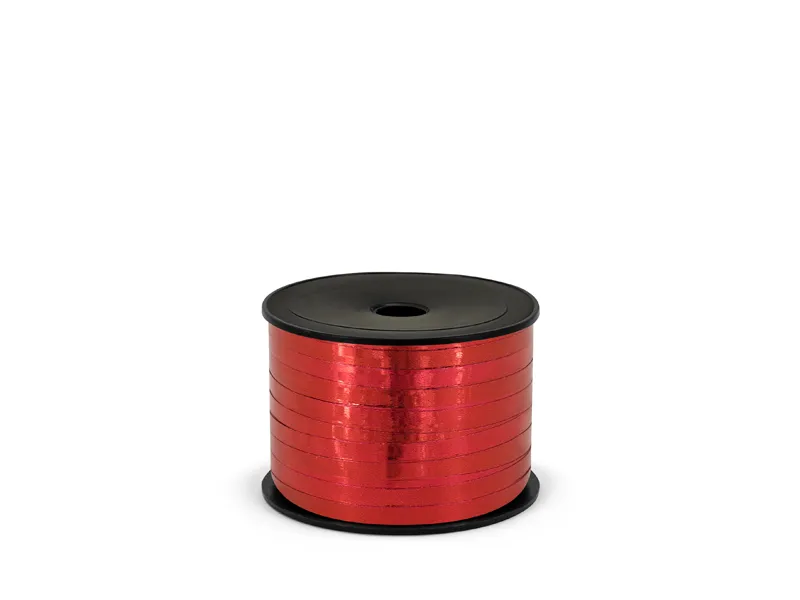 Wstążka plastikowa metalizowana 5mm/90m czerwona